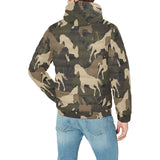Horse Camouflage Pattern Men's Padded Hooded Jacket