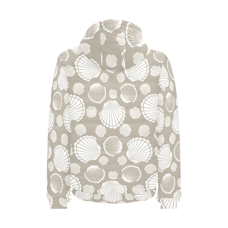 Scallop shell pattern Men's Padded Hooded Jacket