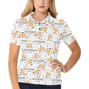 Greyhound Pattern Print Design 03 Women's All Over Print Polo Shirt