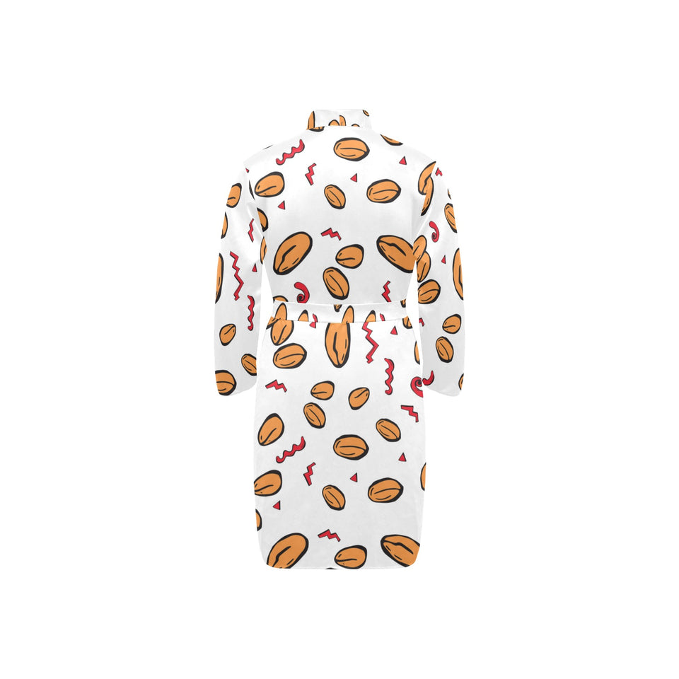 peanuts pattern background Men's Long Sleeve Belted Night Robe