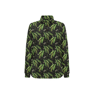 Green Peas Pattern Print Design 02 Women's Long Sleeve Polo Shirt