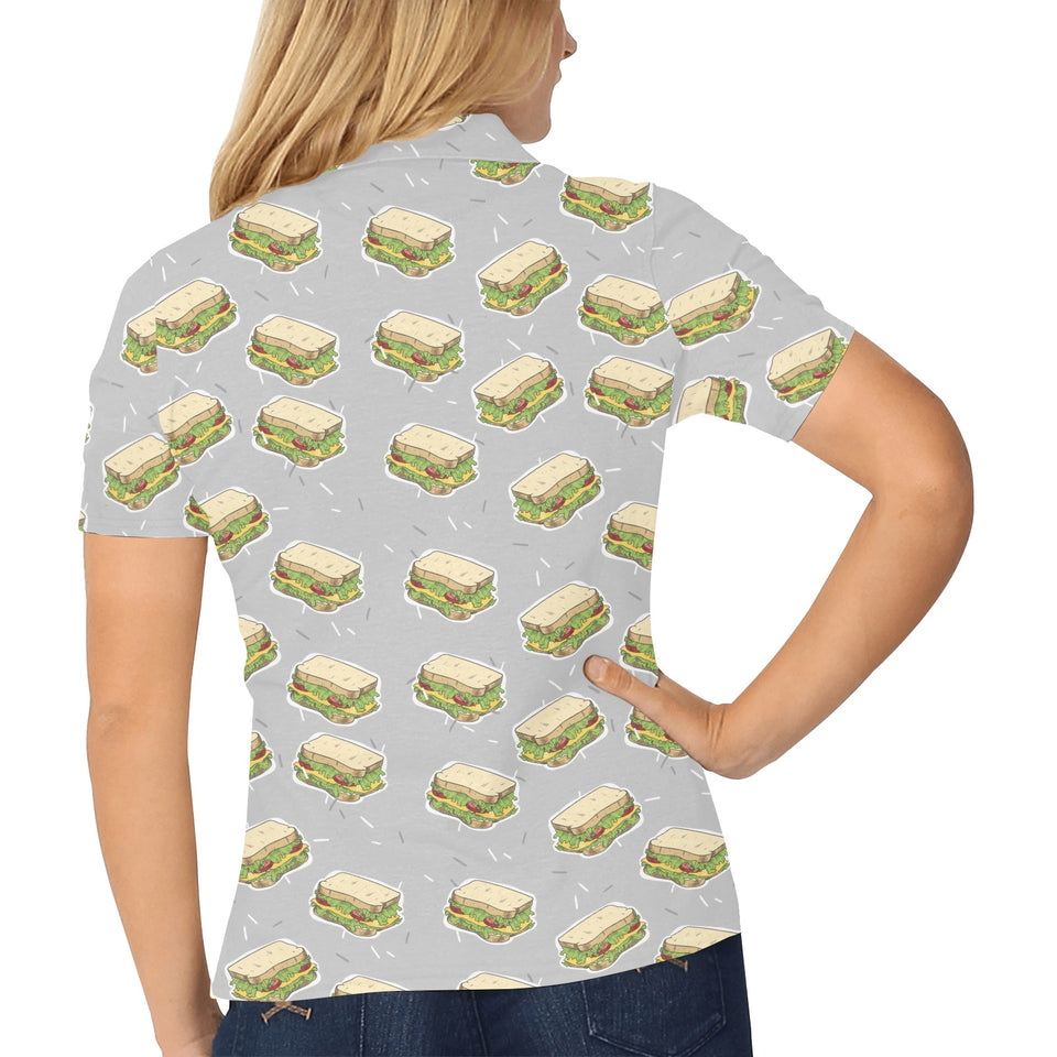 Sandwich Pattern Print Design 05 Women's All Over Print Polo Shirt