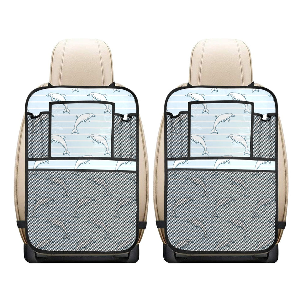 Dolphin blue striped background Car Seat Back Organizer