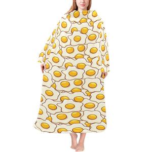 Fried Eggs Pattern Print Design 02 Blanket Robe with Sleeves