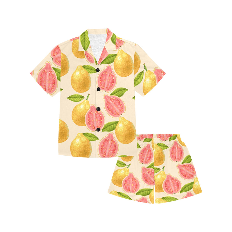 Beautiful guava pattern Kids' Boys' Girls' V-Neck Short Pajama Set