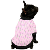 Lavender pattern pink background All Over Print Pet Dog Round Neck Fuzzy Shirt