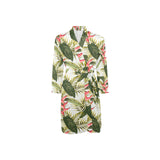 heliconia pattern Men's Long Sleeve Belted Night Robe