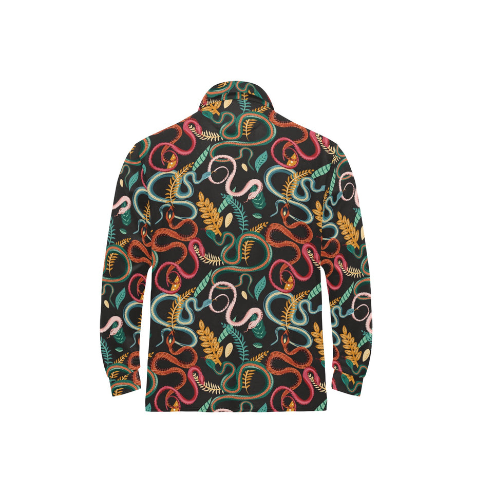 Colorful snake plant pattern Men's Long Sleeve Polo Shirt