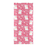 Maneki neko cat sakura pink background Beach Towel