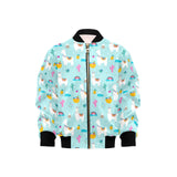 Llama alpaca cactus leaves pattern Kids' Boys' Girls' Bomber Jacket