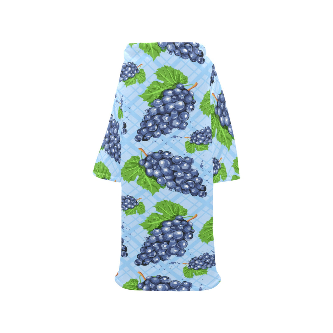 Watercolor grape pattern Blanket Robe with Sleeves