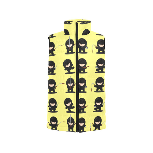 Cute ninja yellow background Men's Padded Vest