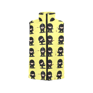 Cute ninja yellow background Men's Padded Vest