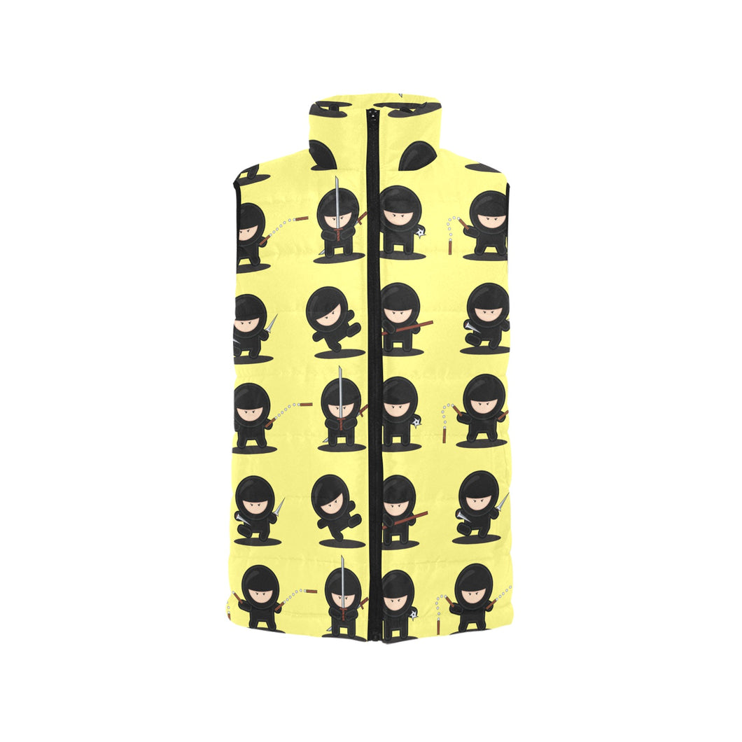 Cute ninja yellow background Men's Padded Vest