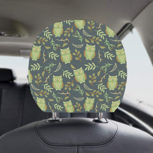 Cute owls leaves pattern Car Headrest Cover
