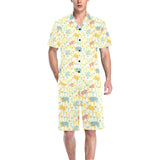 Hippopotamus Pattern Print Design 04 Men's V-Neck Short Pajama Set