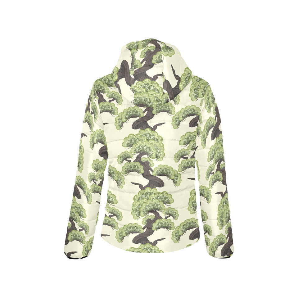 Bonsai pattern Women's Padded Hooded Jacket