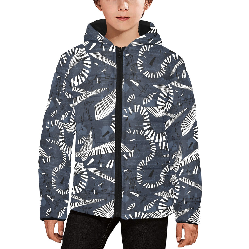Piano Pattern Print Design 02 Kids' Boys' Girls' Padded Hooded Jacket