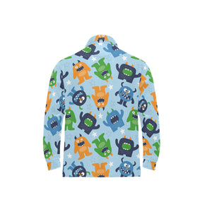 Alien Pattern Print Design 04 Men's Long Sleeve Polo Shirt