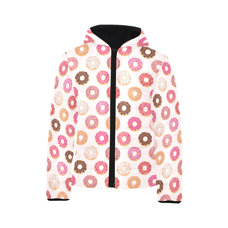 Colorful donut pattern Kids' Boys' Girls' Padded Hooded Jacket