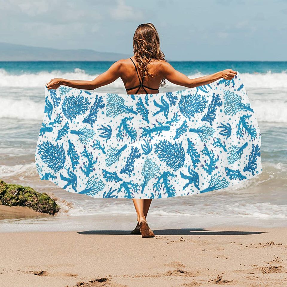 Coral Reef Pattern Print Design 01 Beach Towel