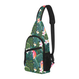Parrot Palm tree leaves flower hibiscus pattern All Over Print Chest Bag