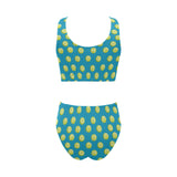 Tennis Pattern Print Design 05 Chest Bowknot High Waisted Bikini Swimsuit
