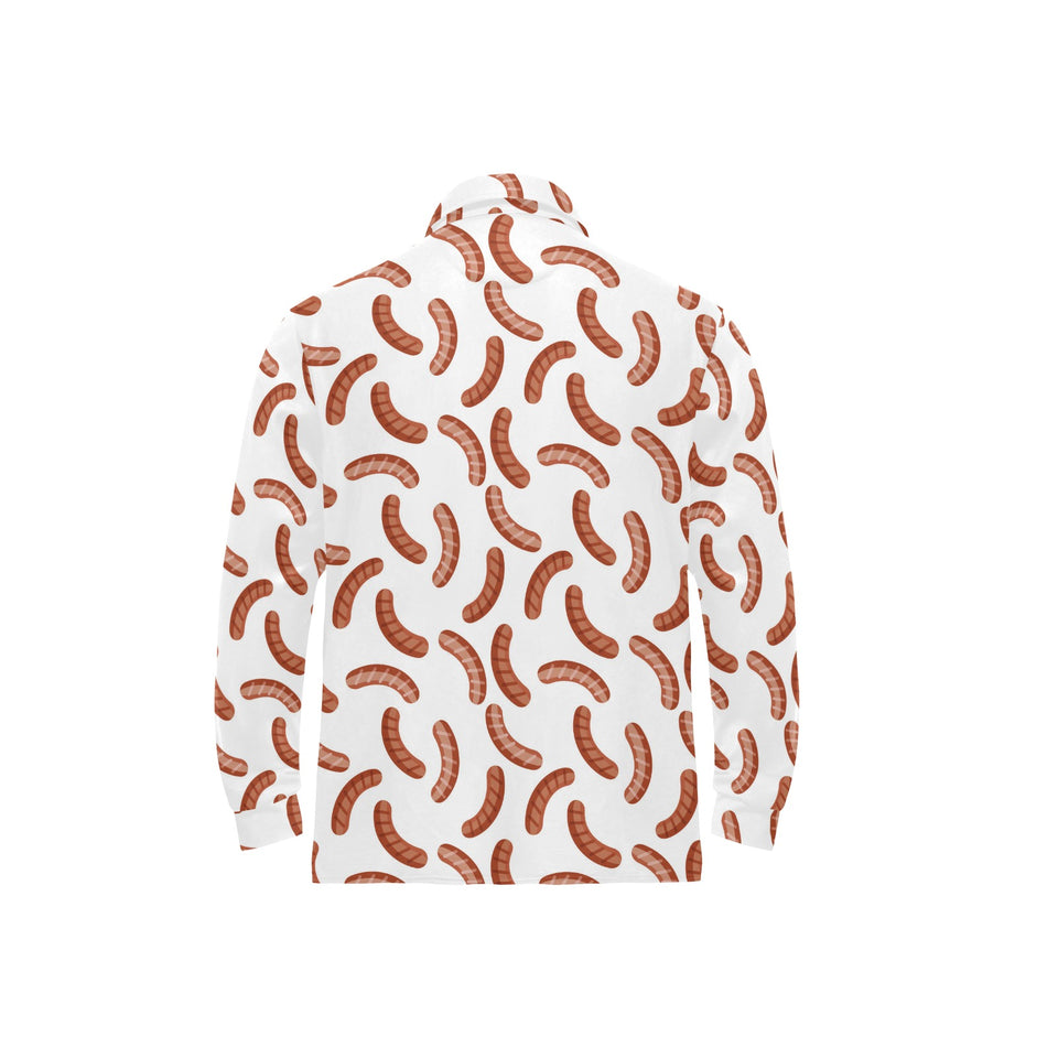 Sausage Pattern Print Design 04 Men's Long Sleeve Polo Shirt