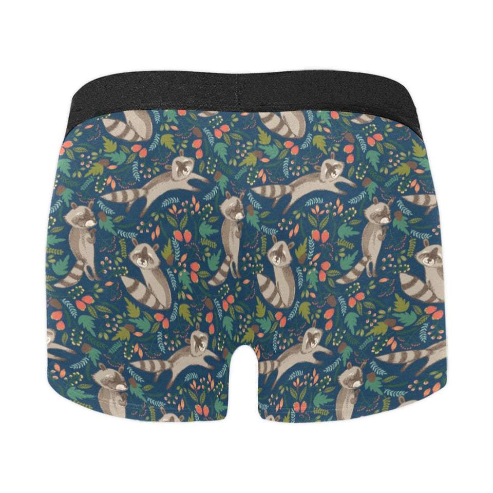 Raccoon tropical leaves pattern Men's All Over Print Boxer Briefs Men's Underwear
