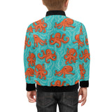 Octopus turquoise background Kids' Boys' Girls' Bomber Jacket