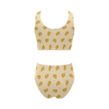 Cheese pattern Chest Bowknot High Waisted Bikini Swimsuit