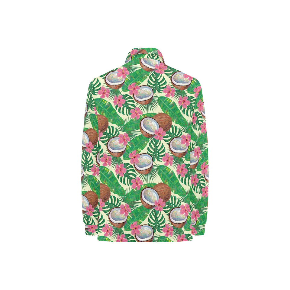 Coconut Pattern Print Design 01 Women's Long Sleeve Polo Shirt