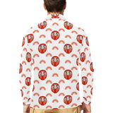 Daruma japanese wooden doll design pattern Men's Long Sleeve Polo Shirt