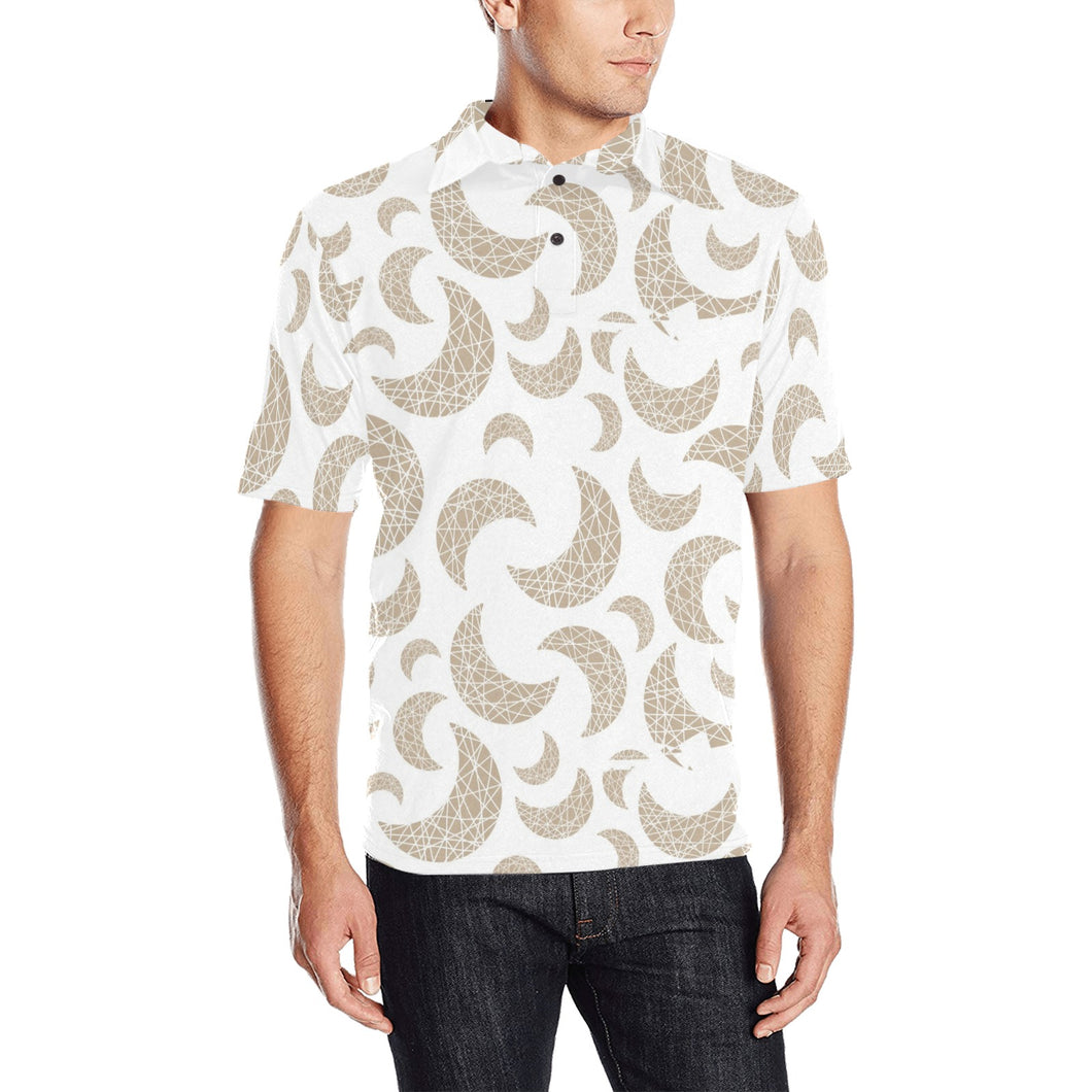 Cool gold moon abstract pattern Men's All Over Print Polo Shirt