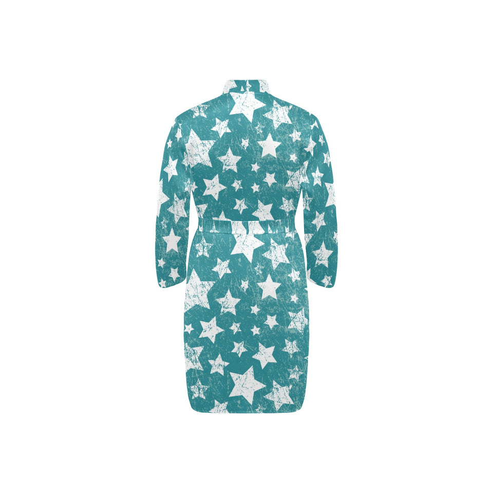 Vintage star pattern Men's Long Sleeve Belted Night Robe