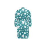 Vintage star pattern Men's Long Sleeve Belted Night Robe