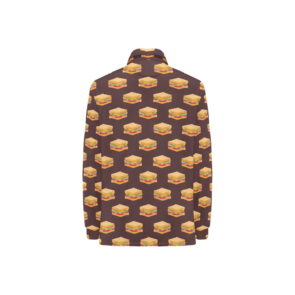 Sandwich Pattern Print Design 04 Women's Long Sleeve Polo Shirt