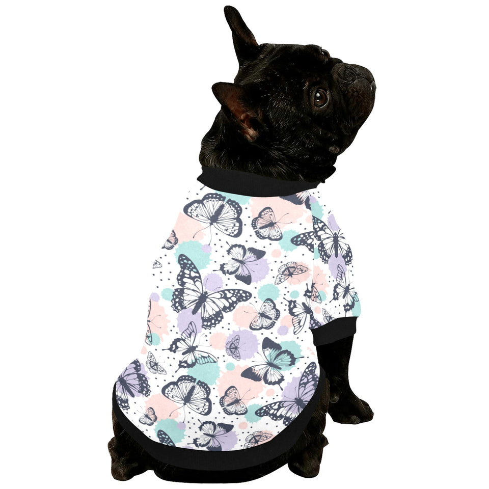 Butterfly pattern All Over Print Pet Dog Round Neck Fuzzy Shirt