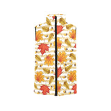 Maple leaf oak leaf acorns beige striped backgroun Men's Padded Vest