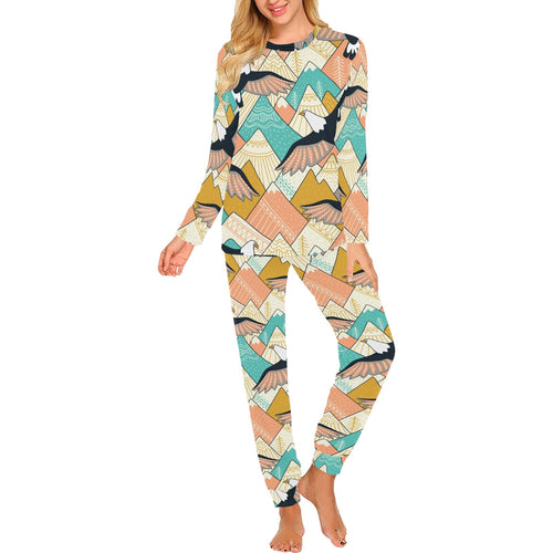 Eagle Pattern Print Design 02 Women's All Over Print Pajama Set