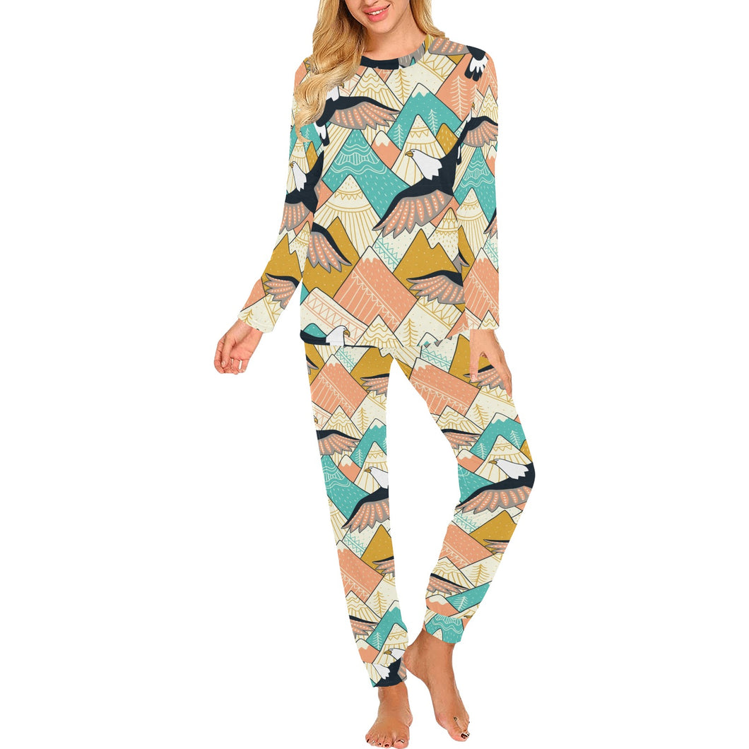 Eagle Pattern Print Design 02 Women's All Over Print Pajama Set