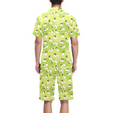 Jack Russel Pattern Print Design 01 Men's V-Neck Short Pajama Set