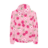 cherry flower pattern pink background Men's Padded Hooded Jacket