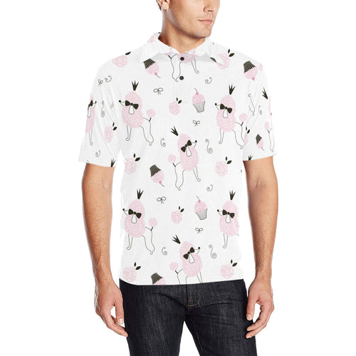 Poodle dog rose cake pattern Men's All Over Print Polo Shirt
