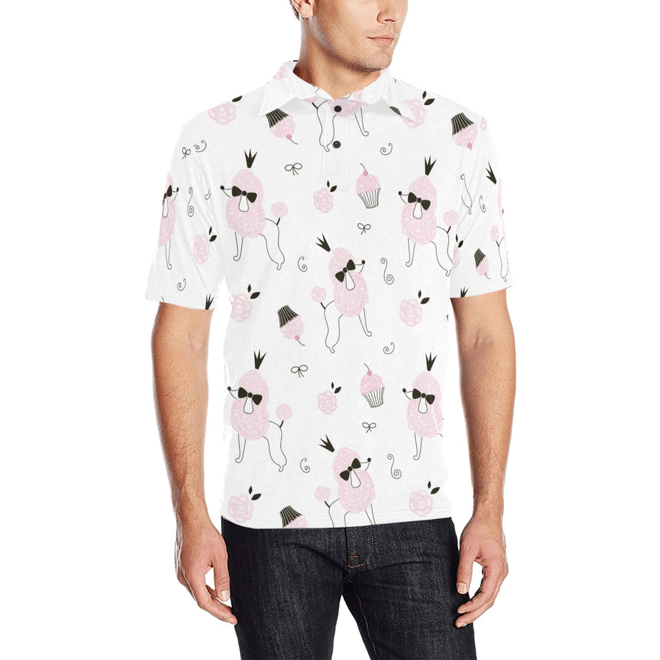 Poodle dog rose cake pattern Men's All Over Print Polo Shirt