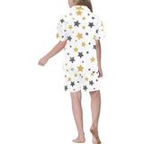 hand drawn gold black star pattern Kids' Boys' Girls' V-Neck Short Pajama Set