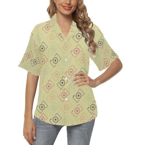 Camera Pattern Print Design 01 Women's All Over Print Hawaiian Shirt