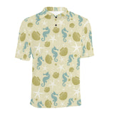 Seahorse shell starfish pattern background Men's All Over Print Polo Shirt