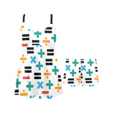 Math Pattern Print Design 05 Chest Sexy Pleated Two Piece Swim Dress