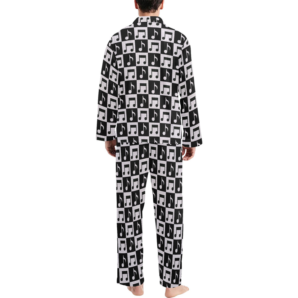 Music Notes Pattern Print Design 01 Men's Long Pajama Set